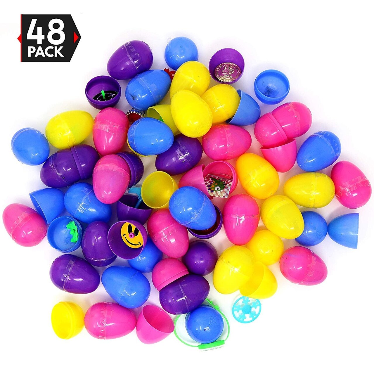 Big Mo's Toys Easter Eggs - Prefilled Pastel Colored Plastic Easter Eggs with Toys Inside - 48 Pack